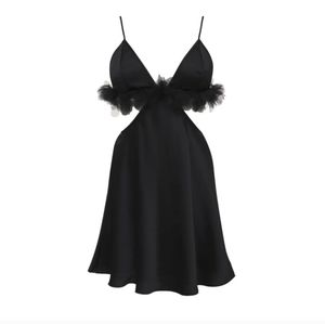 For Love And Lemons New With Tags Black Floral Trim Slip Dress